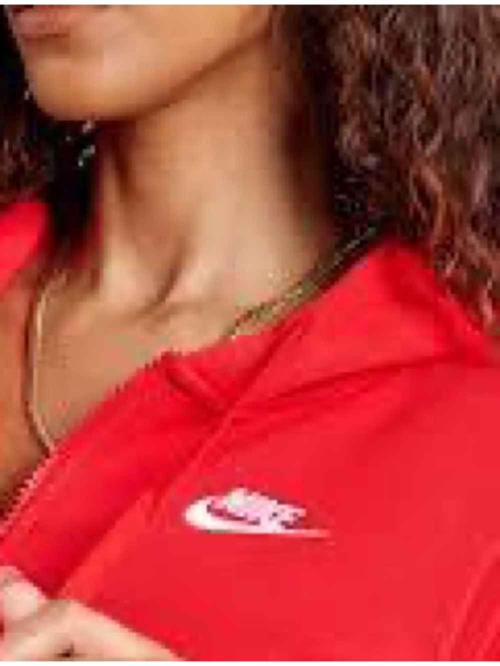 Nike Women's Bright Red Zip Hoodie with White Logo